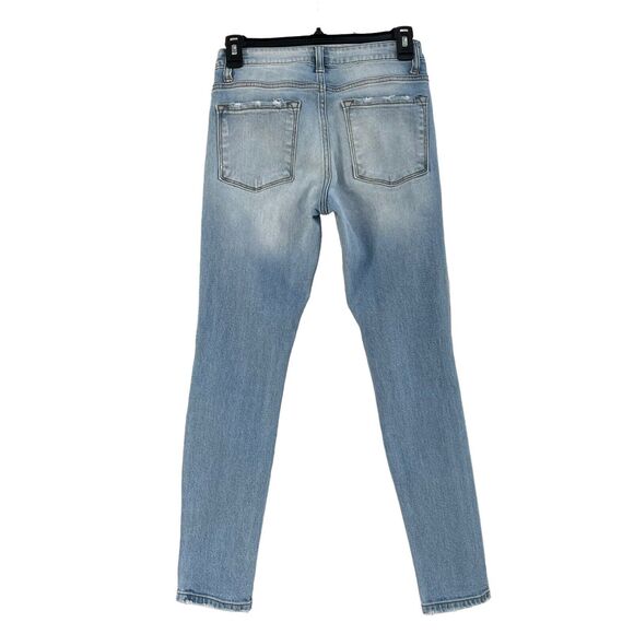 KanCan SZ 26 Skinny Jeans Mid-Rise Distressed Whiskered Stretch Pockets Fray Hem - Picture 4 of 10
